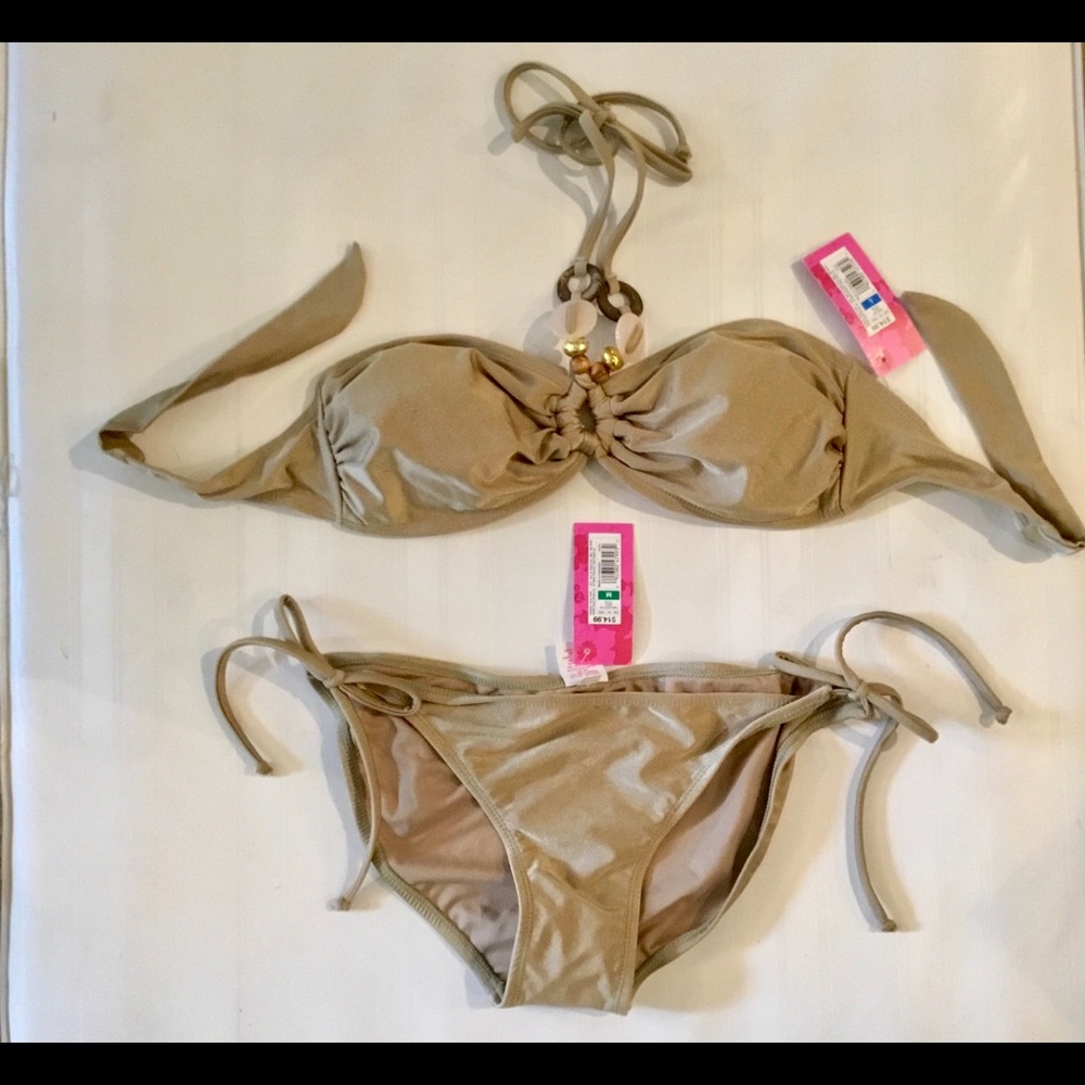 Xhilaration Gold Bikini NWT Top/L Bottoms/M
